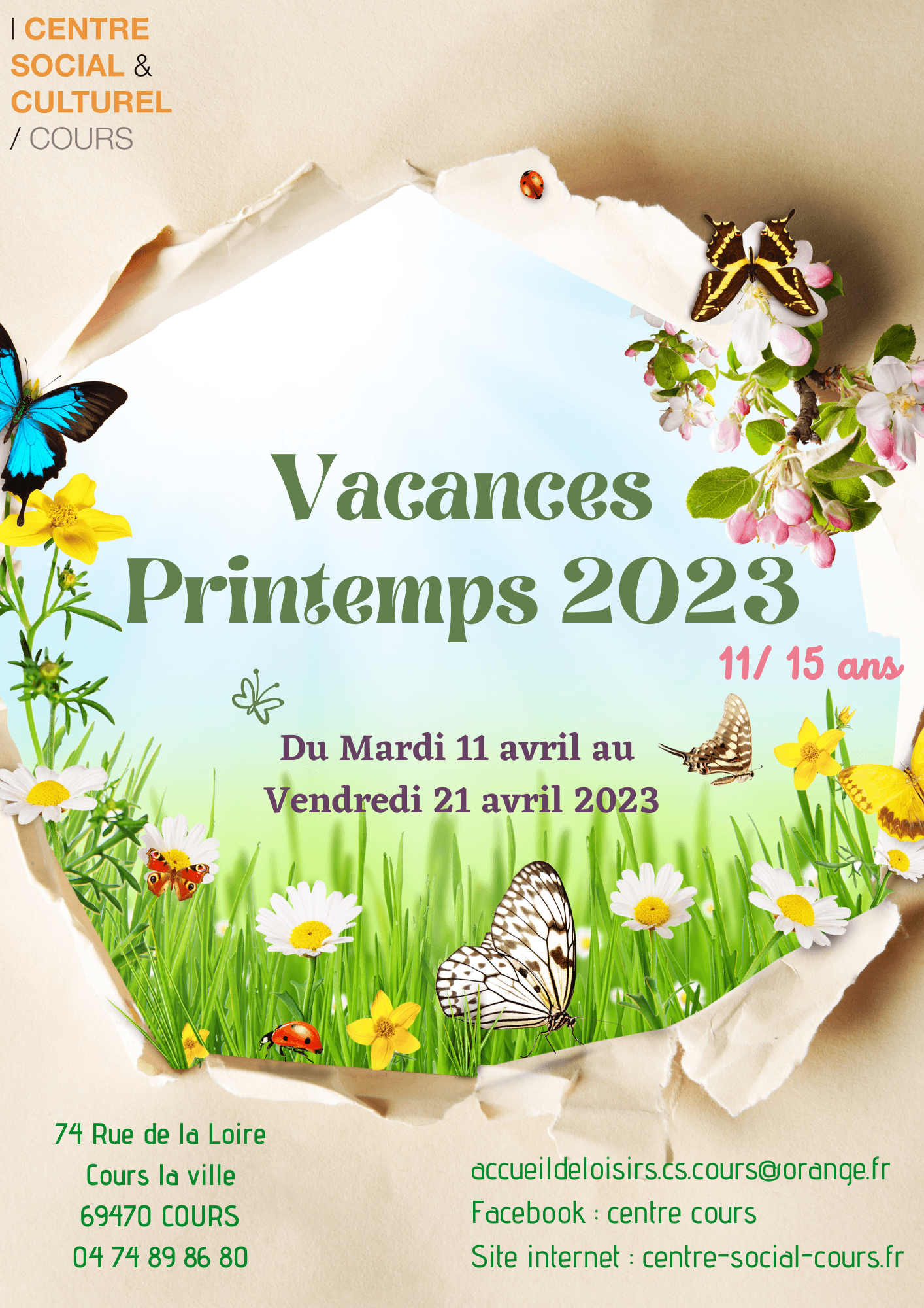 Programmes vacances Printemps 11/15 ans